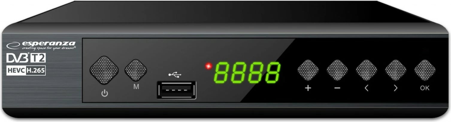 Dekoder digjital Esperanza DVB-T2 HEVC H.265, me pilot, i zi