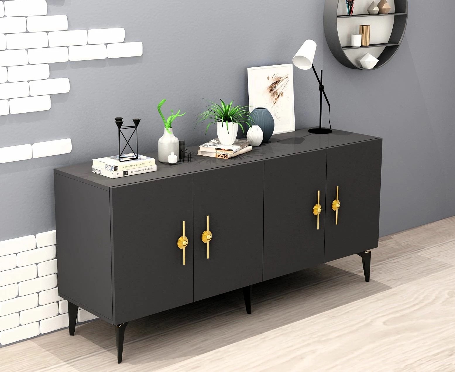 Konsolë Skye Decor, ngjyrë antracit, Zenit