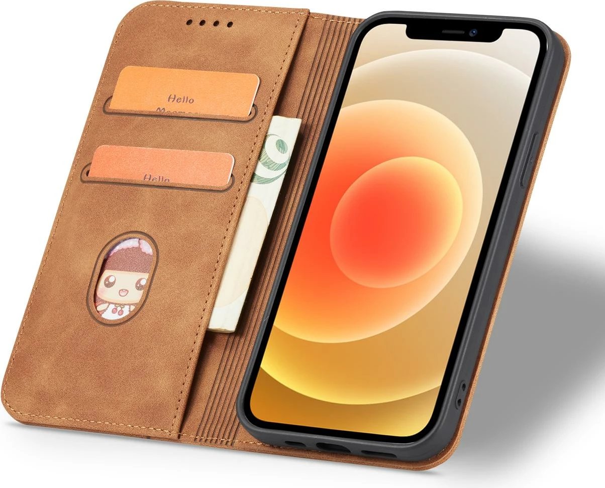 Mbështjellës Hurtel Magnet Fancy Case për iPhone 12 Pro Max, me portofol dhe mbajtëse, Kafe Mbështjellës Hurtel Magnet Fancy Case për iPhone 12 Pro Max, me portofol dhe mbajtëse, Kafe