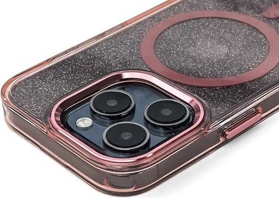 Mbështjellës Hurtel Glitter Case MagSafe për iPhone 16e, Rozë