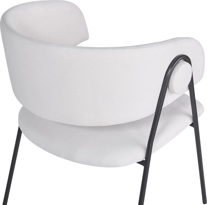 Set 4 karriga të ulëta Rachele I, material tekstili bezhë, këmbë metalike të zeza, 52x65x79cm