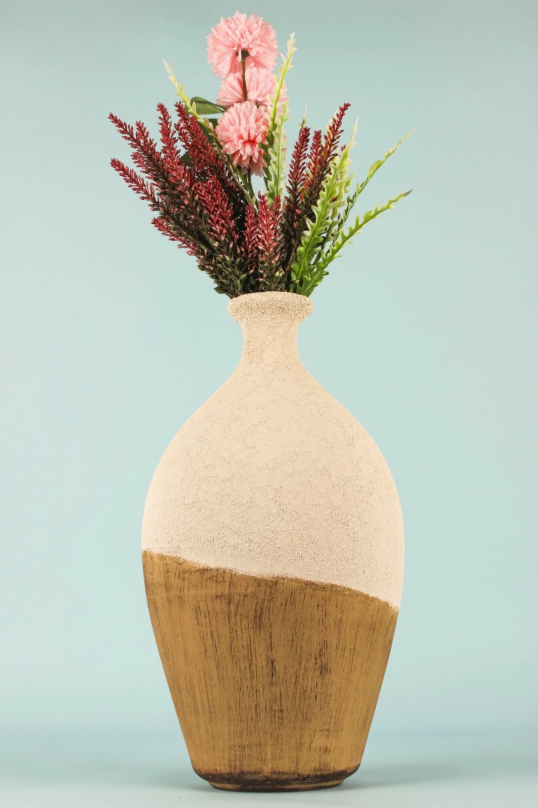 Vazo dekorative, e pikturuar me dorë, ngjyrë ecru, Evila Originals, BK006, 16x37cm