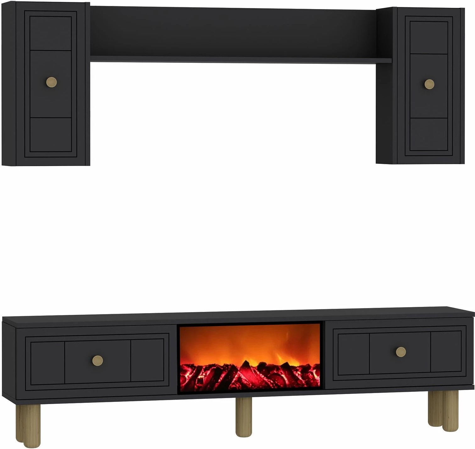 Komodë TV Skye Decor, Dario Bohem me oxhak dekorativ, ngjyrë antracit