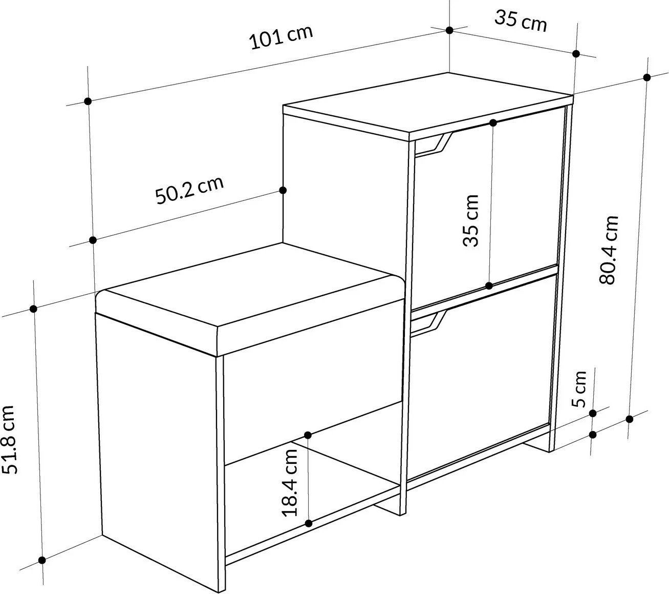 Dollap për këpucë Skye Decor, stol Haven, i bardhë