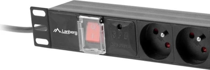 Listë furnizimi me energji Lanberg PDU-04E04I-0200-BK, 1U, 16A, 4x230V PL, 4x IEC C13, 2m, e zezë