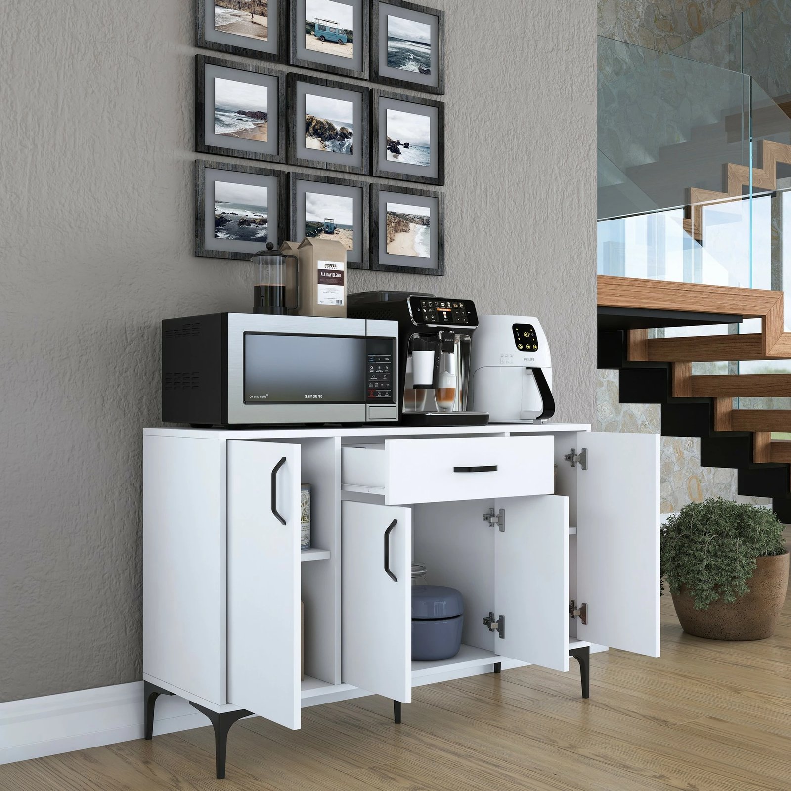 Dollap shumëpërdorimësh, ngjyrë e bardhë, Skye Decor, JE136 - 3144