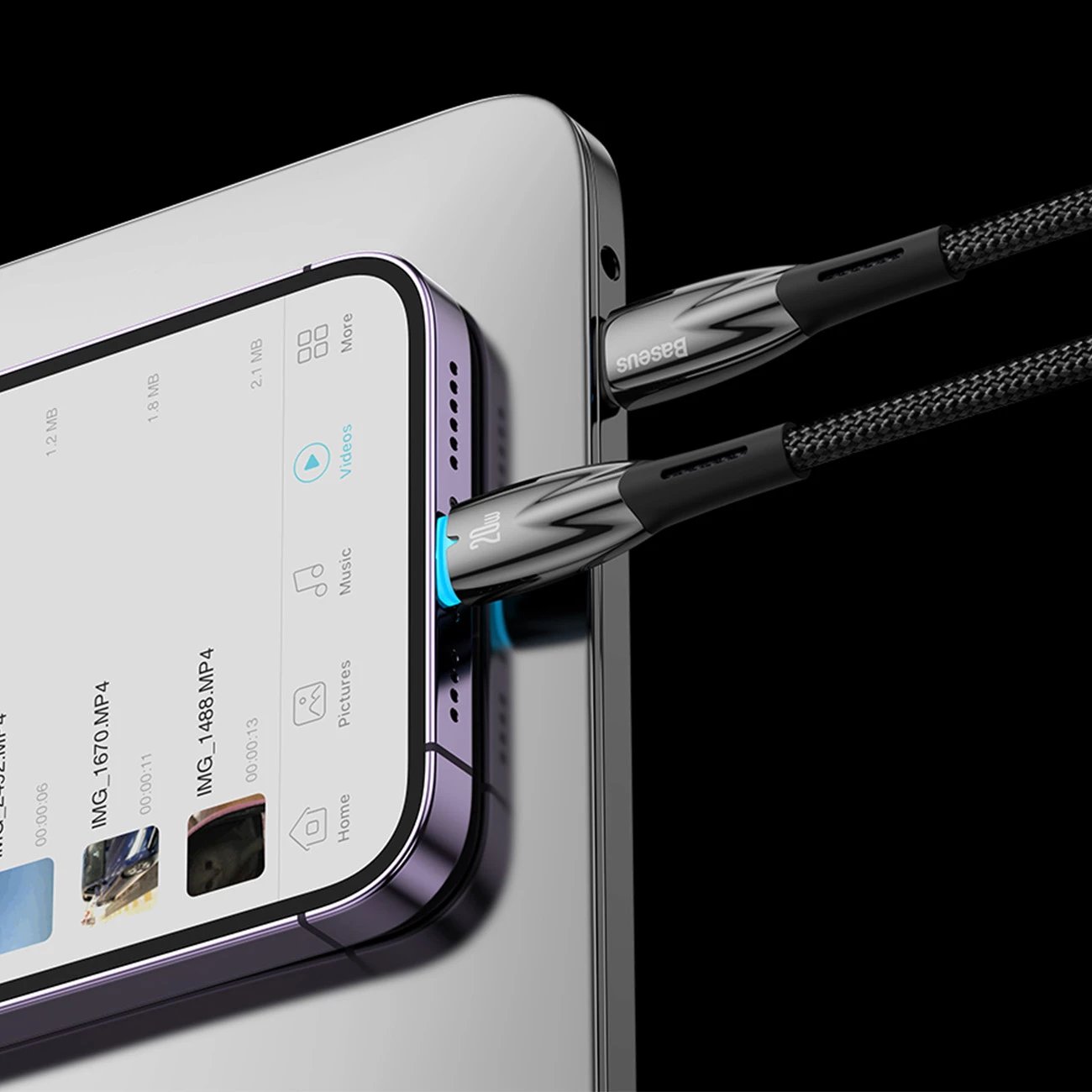 Kabllo karikimi e shpejtë Baseus Glimmer Series USB-C, 2m, 100W, 480Mbps, e zezë Kabllo karikimi e shpejtë Baseus Glimmer Series USB-C, 2m, 100W, 480Mbps, e zezë