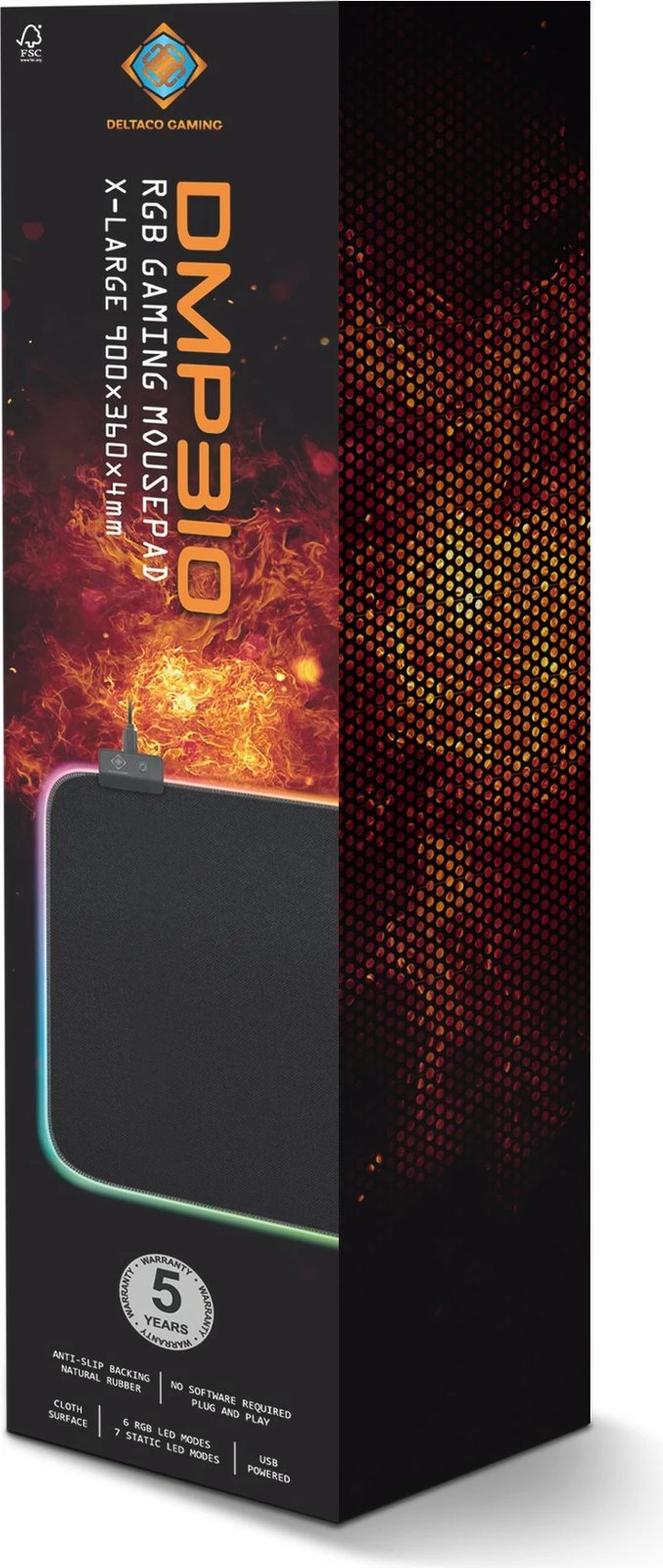 Mauspad Deltaco Gaming DMP310 RGB 900x360 zi