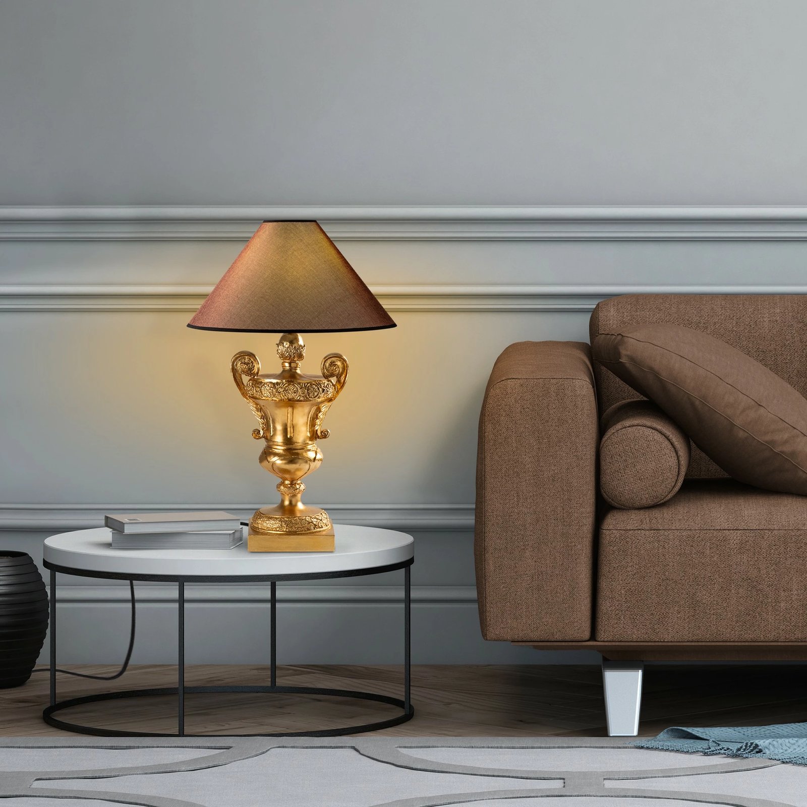 Llambë tavoline Opviq, ELEGANZE-5333, ngjyrë ari dhe kafe