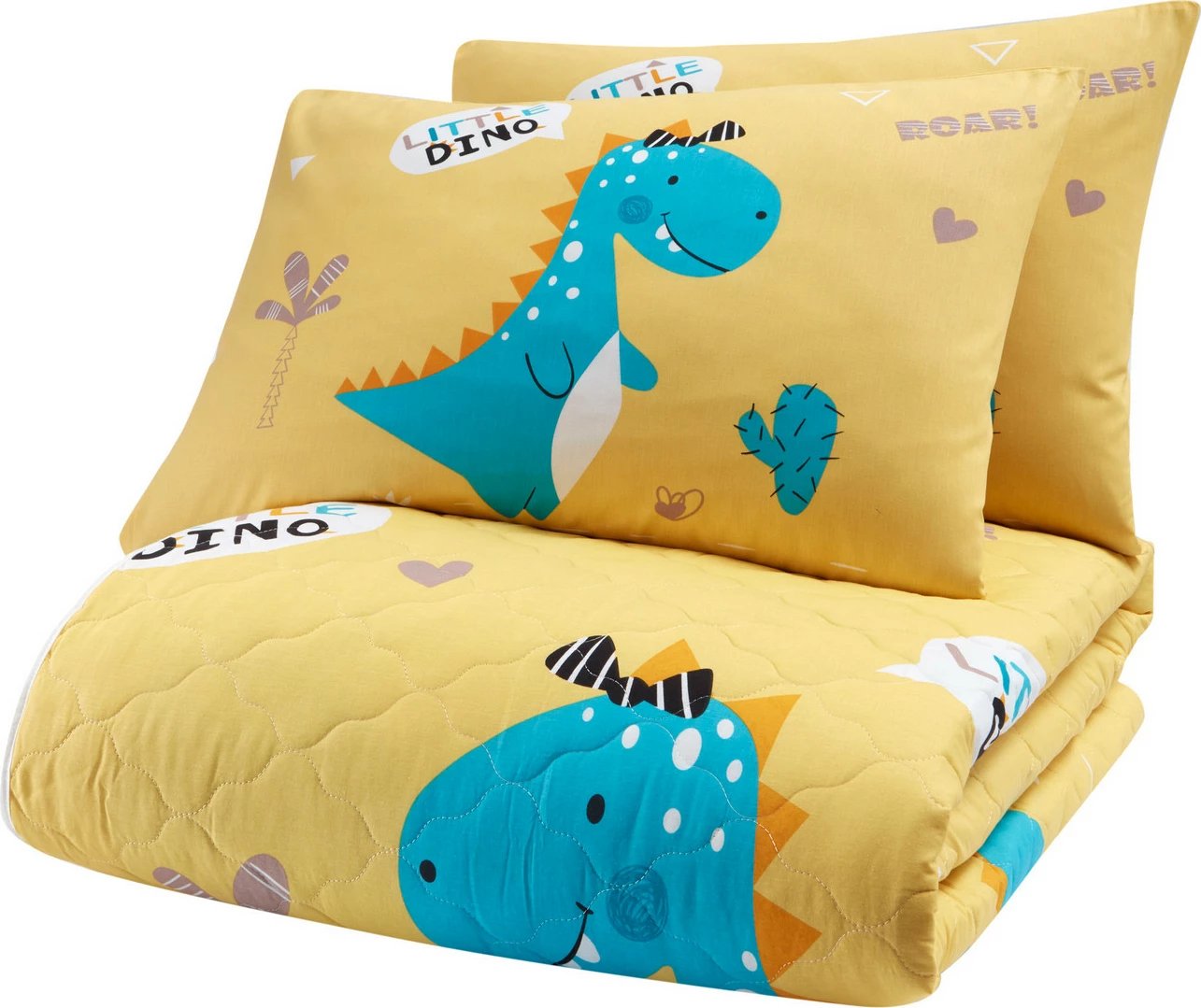 Përparëse e madhe e qepur, ngjyrë e verdhë, dinozaurë, L'Essentiel Linge de Maison