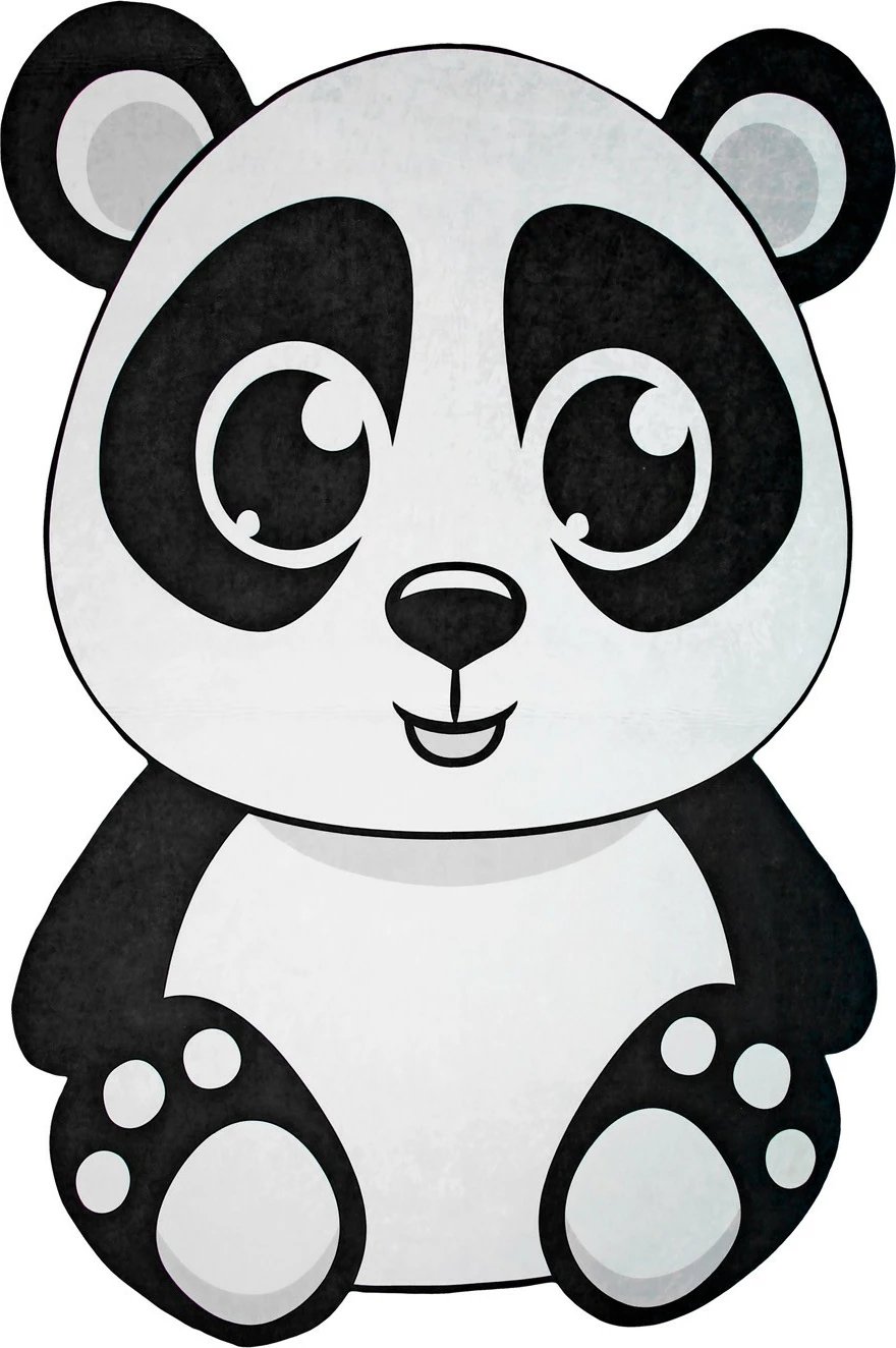 Qilim për fëmijë, dizajn panda, 100x160cm, Conceptum Hypnose Kids-1, i bardhë/zi