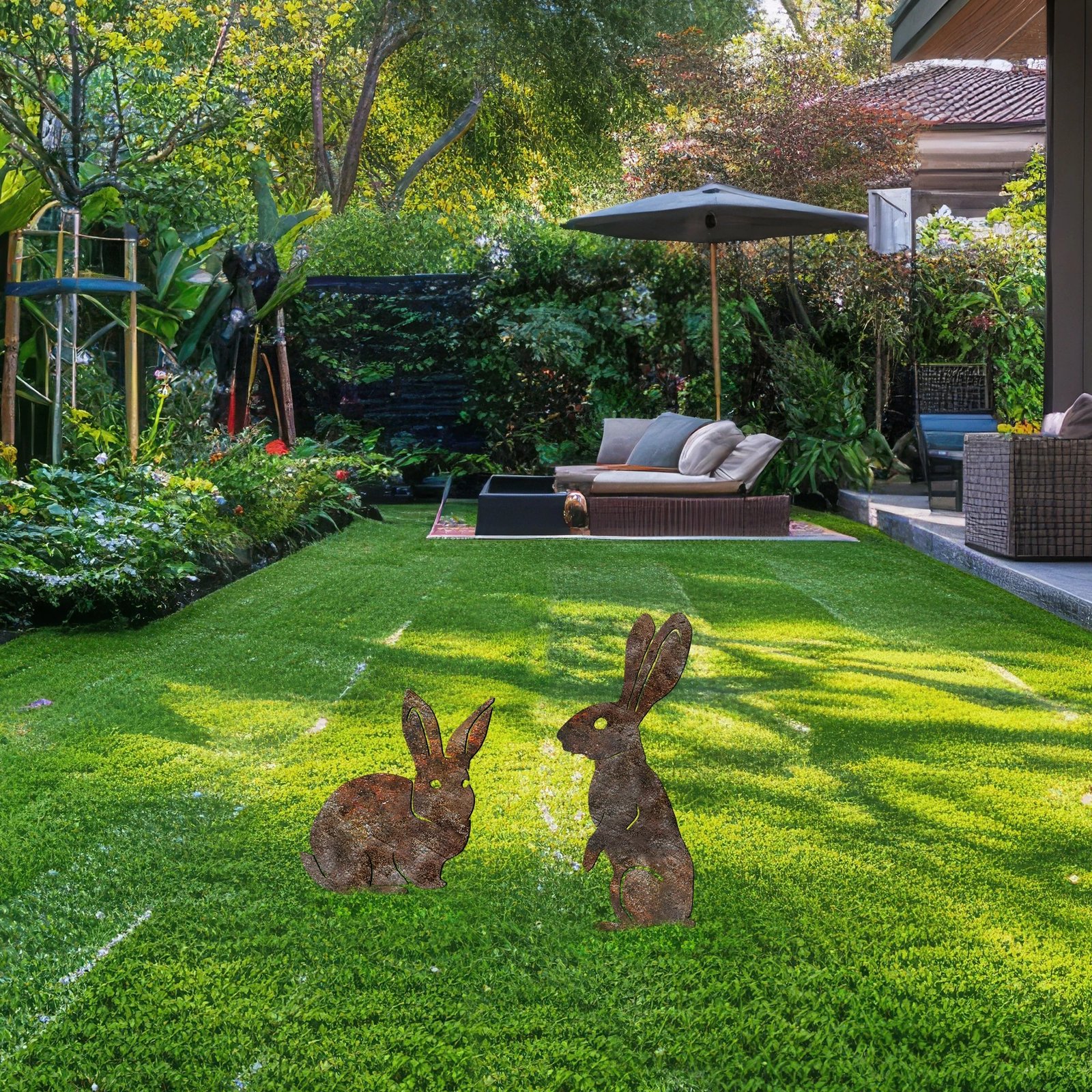 Set dekorativ për kopsht, 2 copë, Aberto Design, lepuj -A 01