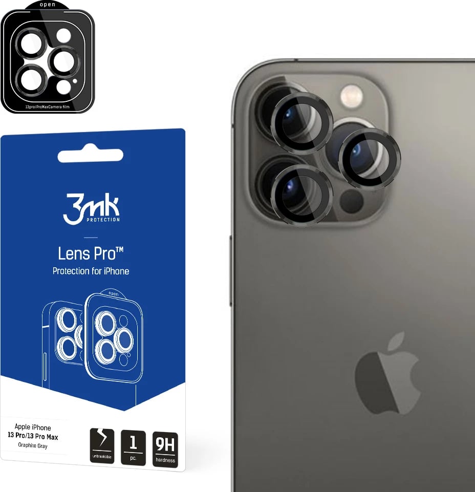 Xham mbrojtës kamerës 3mk Lens Protection Pro për iPhone 13 Pro Max/13 Pro, 9H, Gri