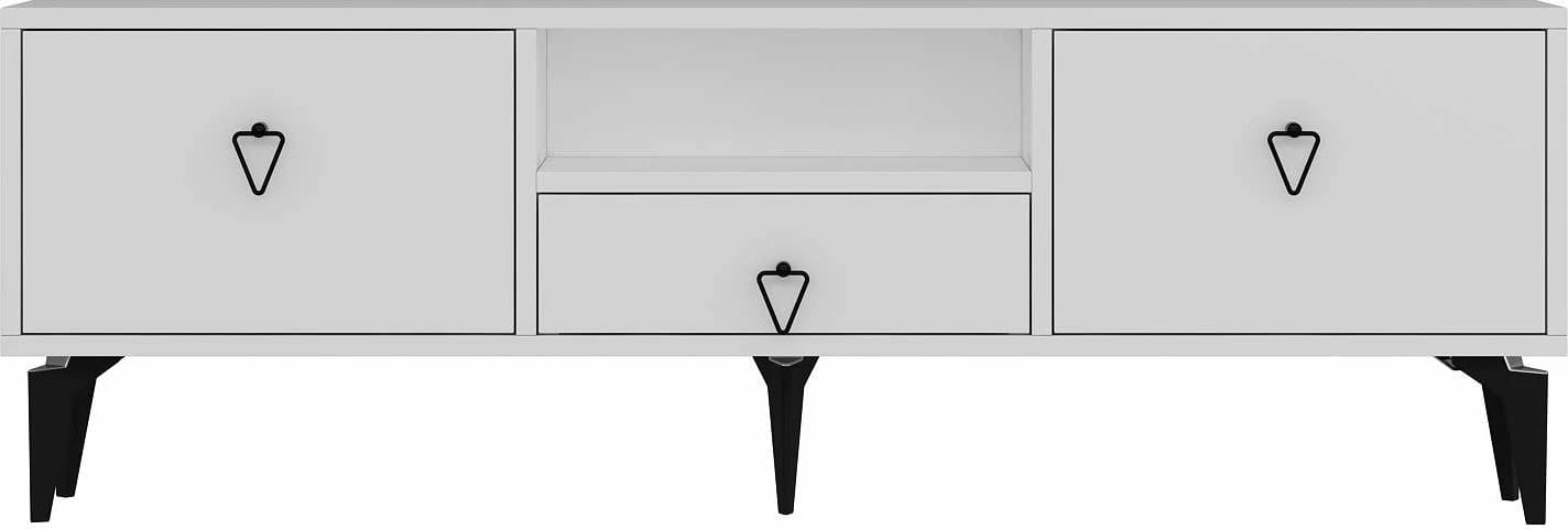 Komodë TV Skye Decor, e bardhë/zezë, 1302-DROP-1