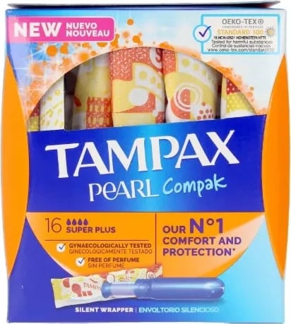 Tampona TAMPAX Pearl Compak Super Plus, 18 copë