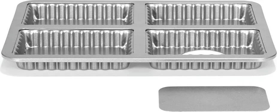 Formë për tarta mini patisse Silver-Top, 4 copë, fund i lëvizshëm, argjend