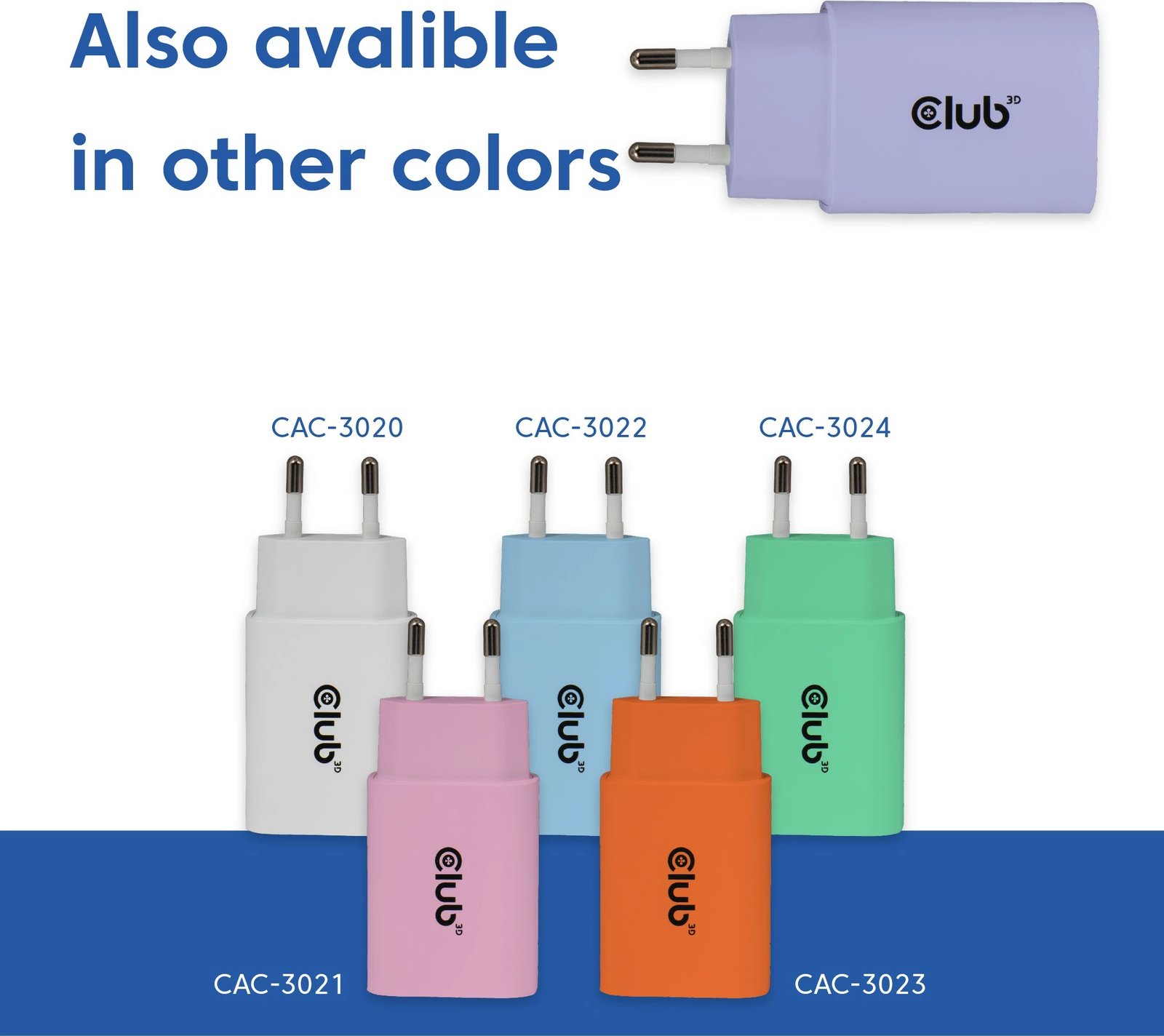 Karikues USB-C Club3D CAC-3025 30W, 2 copë, lila