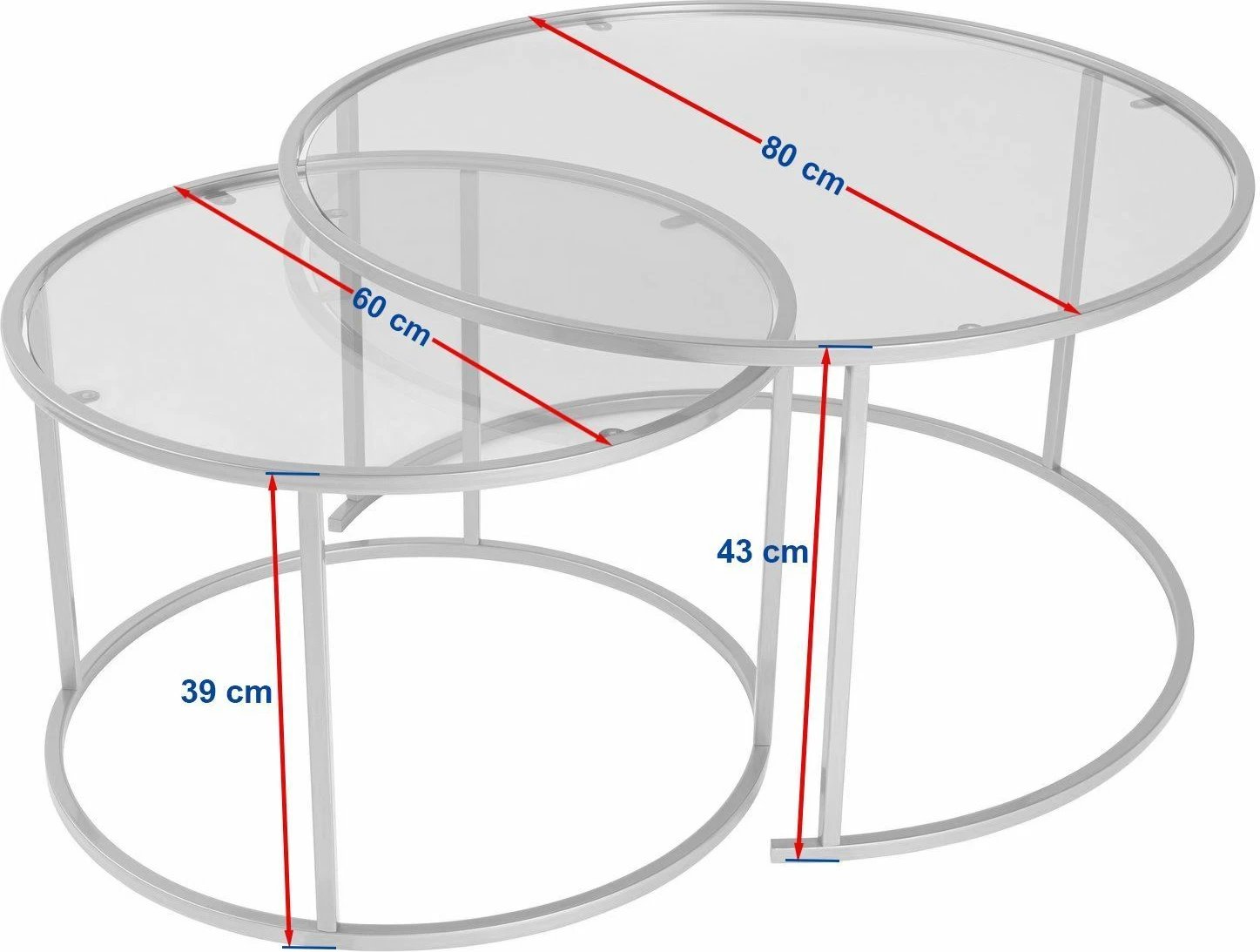 Set tavolinash kafeje Nordure, Aurum - 80, 60 - e zezë, transparente