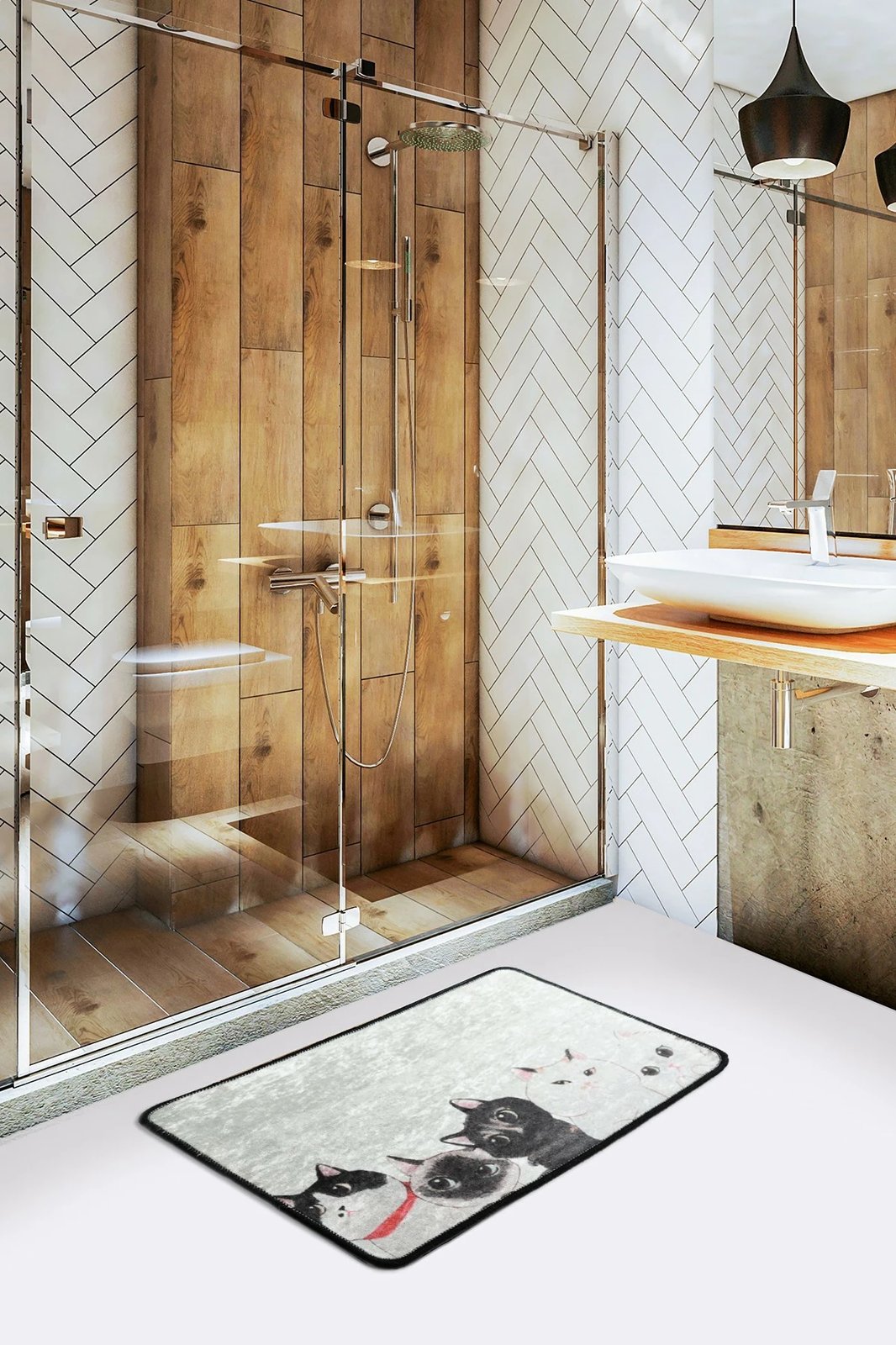 Tapet për banjo Mijölnir, Angry Cats Djt, shumëngjyrësh, 40x60cm