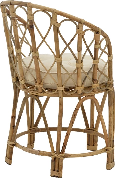 Karrige me krahë prej rrotani natyral me jastëk, 60x46x80 cm