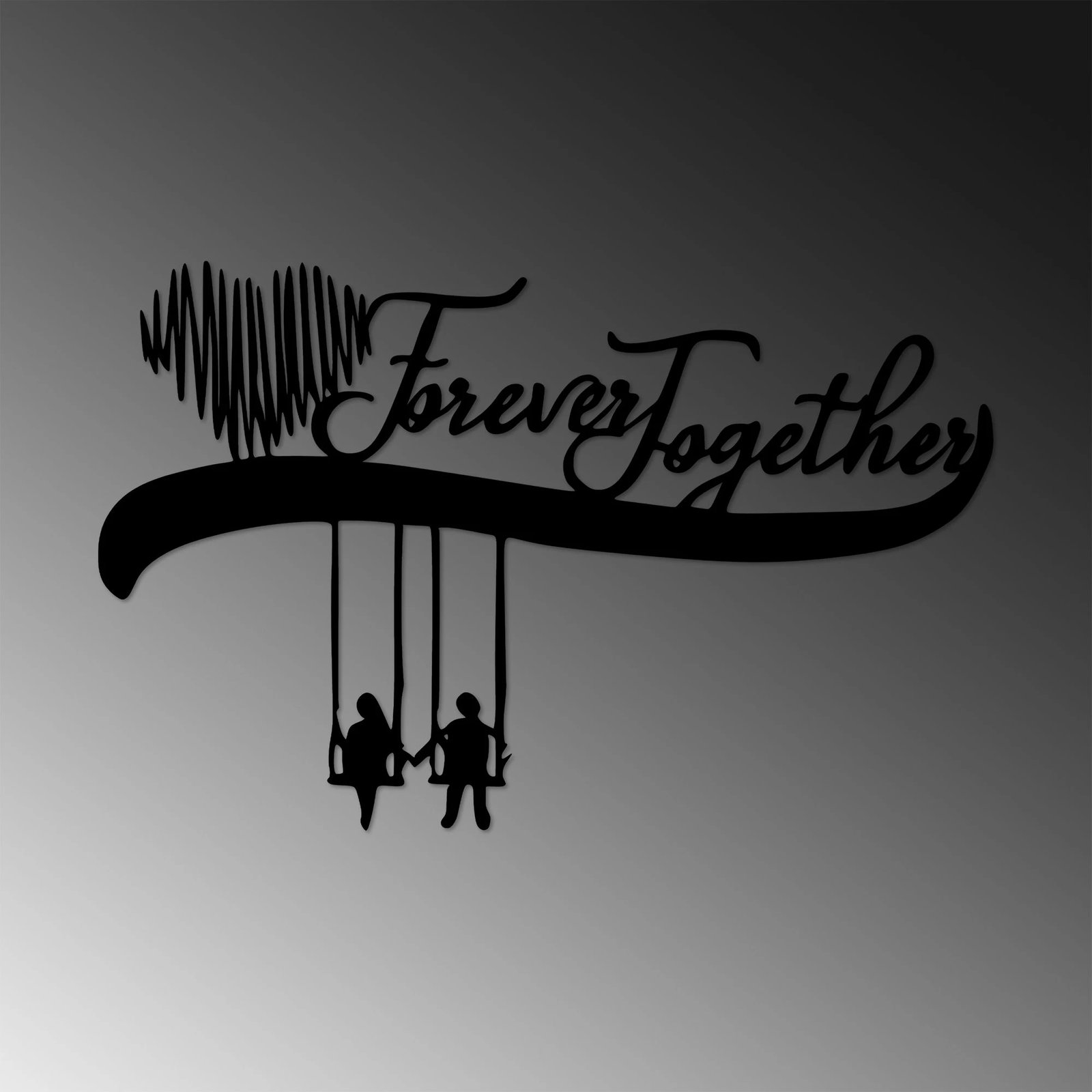 Aksesor dekorativ metalik për mur, Forever Together, Wallity, ngjyrë e zezë, 69x44cm