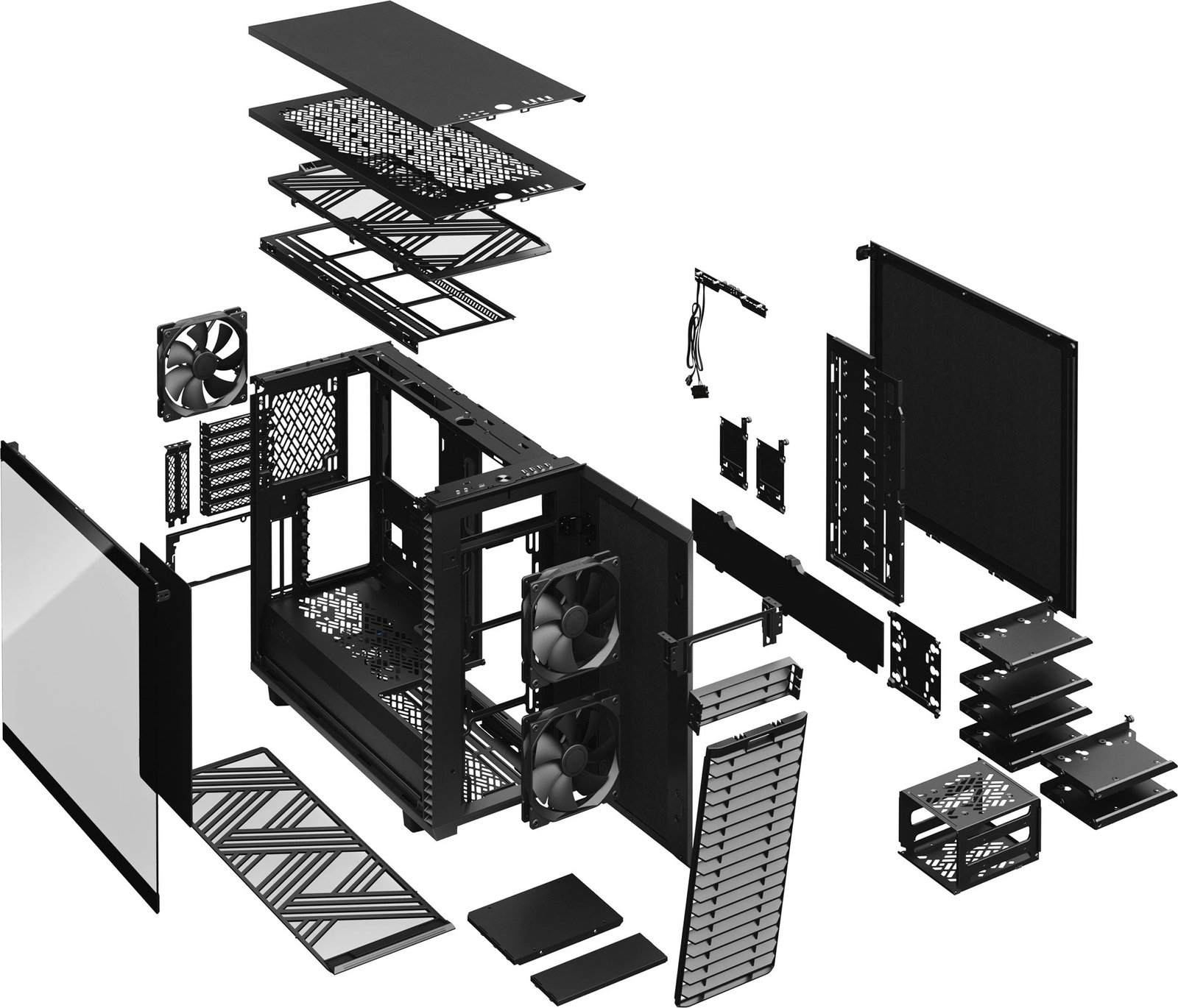 Kasë Fractal Design Define 7, Midi Tower, ATX, EATX, micro ATX, Micro-ITX, e zezë Kasë Fractal Design Define 7, Midi Tower, ATX, EATX, micro ATX, Micro-ITX, e zezë