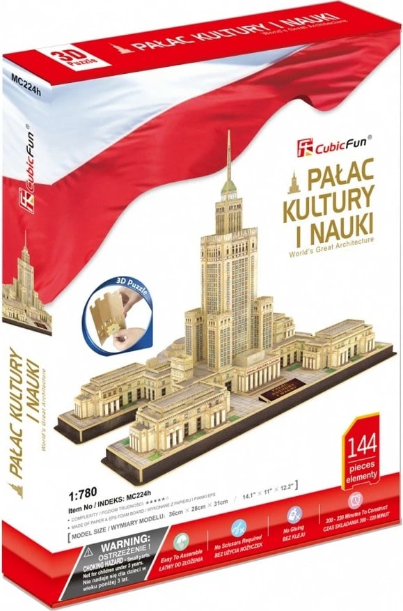 Puzzle 3D Cubic Fun Palace of Culture and Science 144 pjesë Puzzle 3D Cubic Fun Palace of Culture and Science 144 pjesë