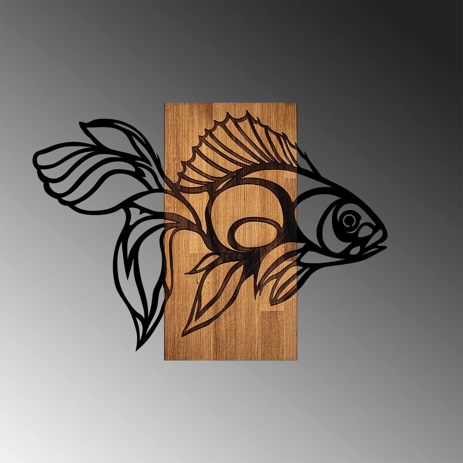 Aksesor dekorativ muri prej druri, Wallity MA-306, ngjyrë arre, e zezë, 58x80cm