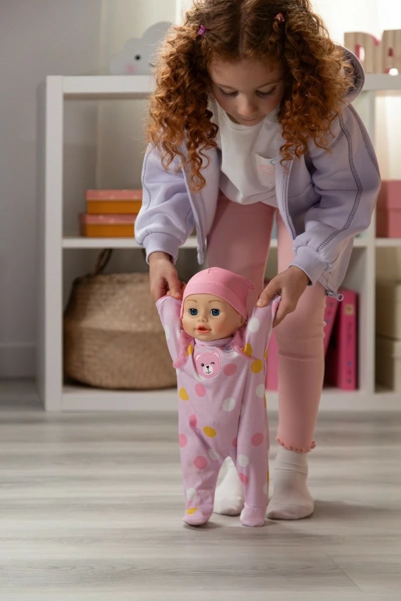 Kukull interaktive Baby Born Emily Walk with Me 43 cm, ecëse, me bateri AA, rozë