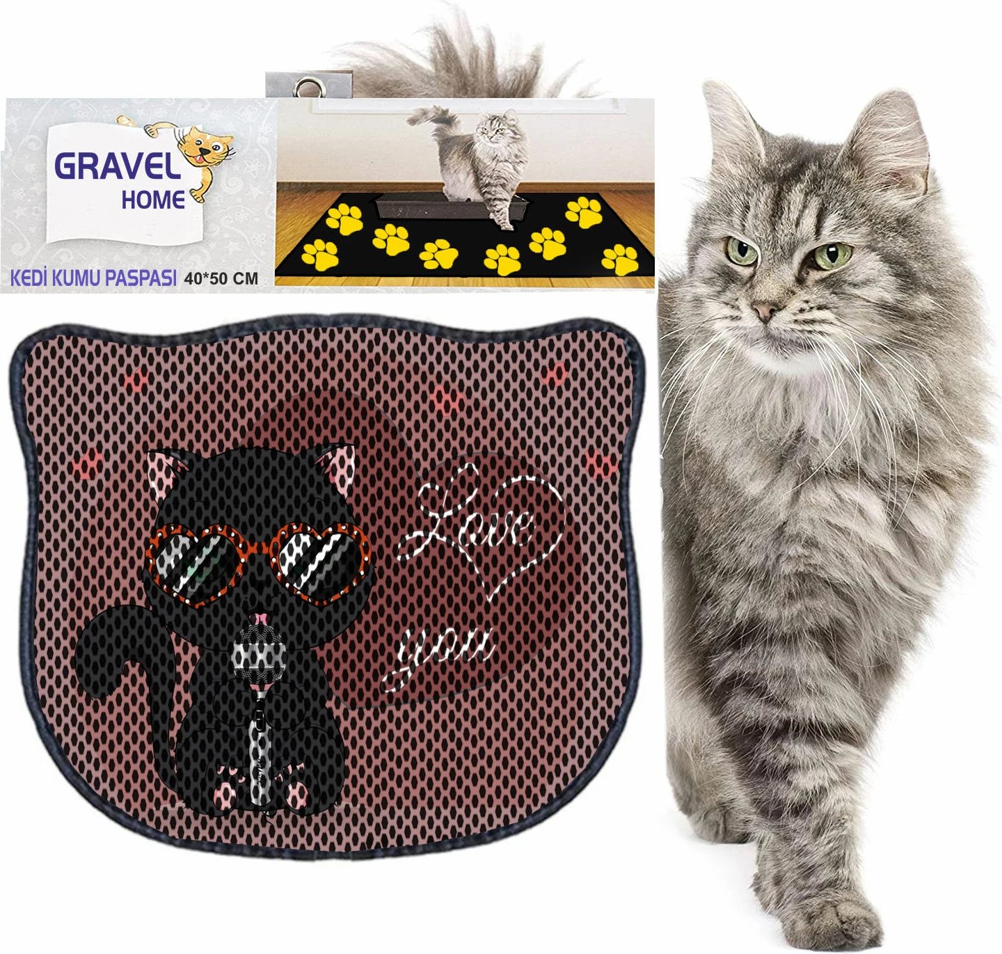 Tapet për rërë mace, shumëngjyrësh, Paws & Whiskers, Kdkafa0054, 40x50cm