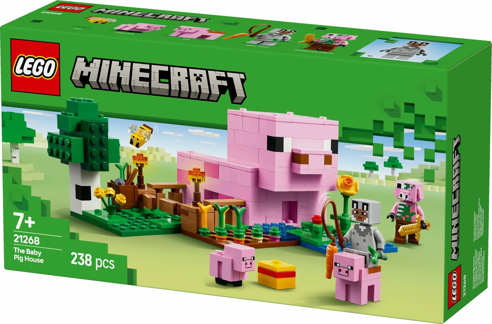 Set ndërtimi LEGO Minecraft 21268 Das Babyschwein-Haus 238 pjesë, multikolor