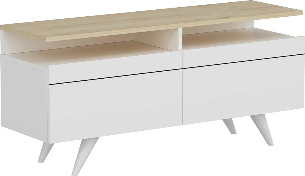 Komodë TV Hanah Home, Berlin 120, e bardhë dhe lis