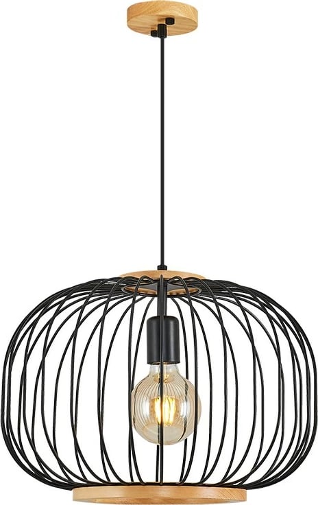 Llambë tavani Opviq, dru dhe metal, e zezë, L1276