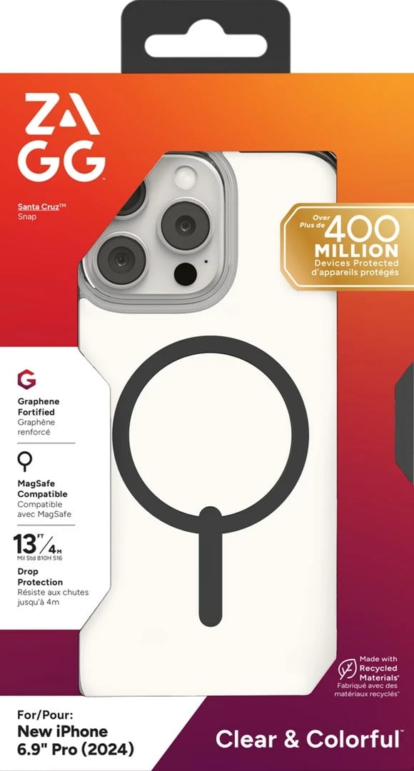Mbështjellës ZAGG Santa Cruz Snap për iPhone 16 Pro Max, Translucent, White