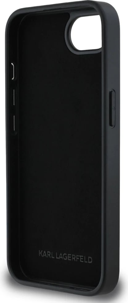 Mbështjellës Karl Lagerfeld Fixed Glitter Ikonik Metal Pin për iPhone 16e, argjendtë