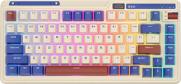 Tastierë mekanike wireless Royal Kludge KZZI K75 pro RGB, 82 taste, retro-blue