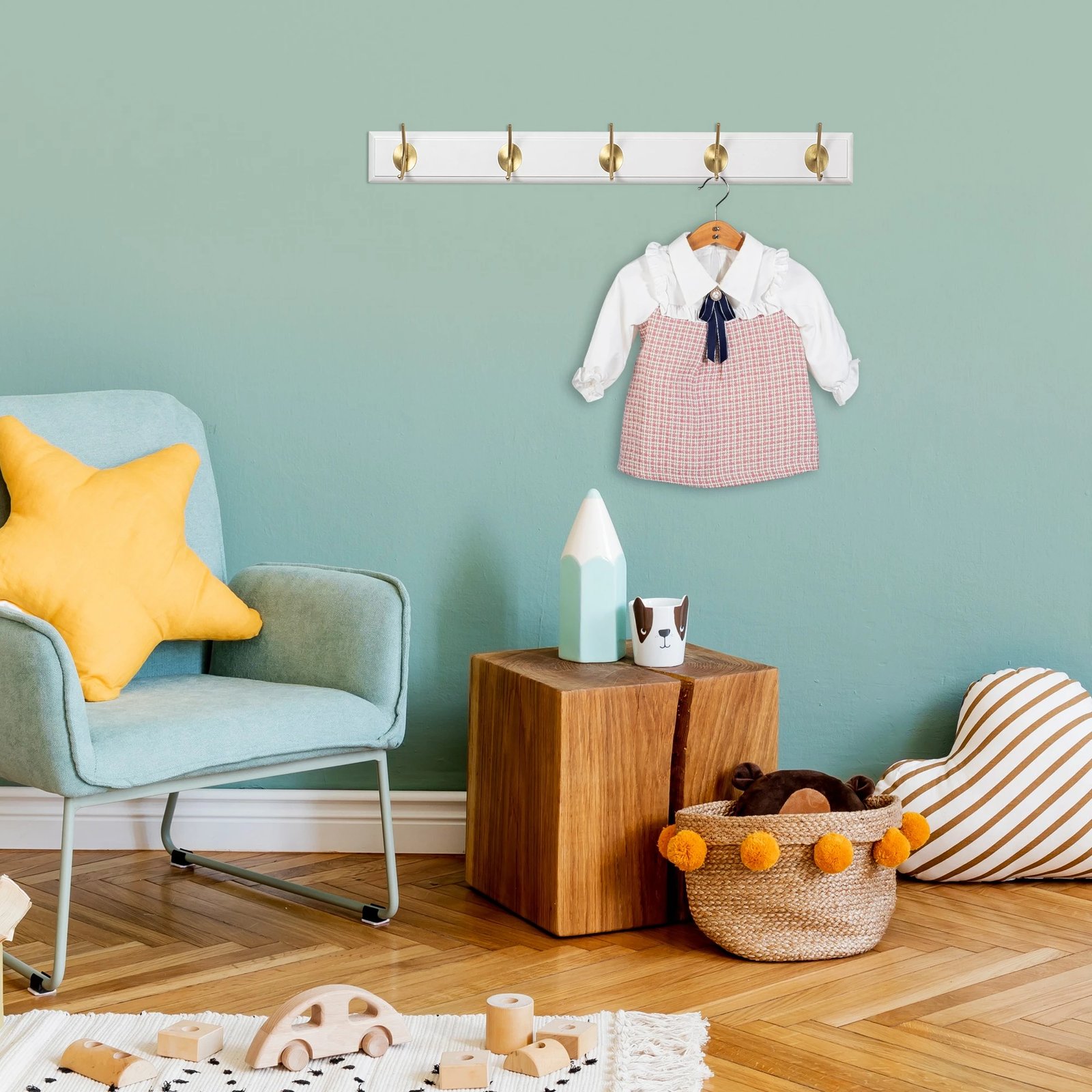 Varëse muri prej druri, ngjyrë e bardhë dhe ari, Skye Decor, ASK-005