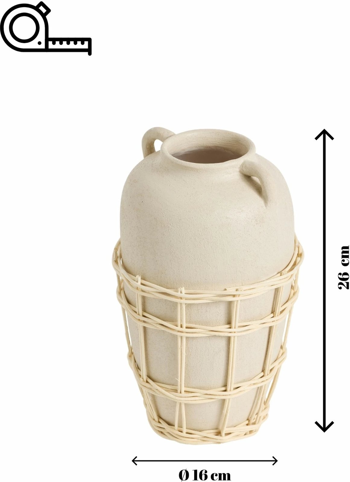 Vazo Evila Originals, terrakotë e madhe, ngjyrë krem