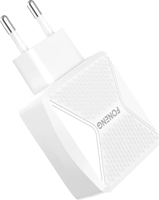 Karikues GaN Foneng EU50, 35W, 2x USB-C, me kabllo USB-C në Lightning, Bardhë