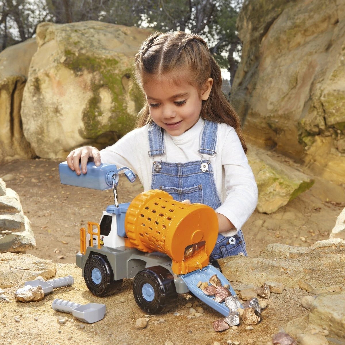 Set kamion minierash Little Tikes Mining Truck Big Adventures, plastikë, 27 cm, azure/gri/portokalli/e bardhë