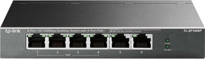 Switch TP-Link TL-SF1006P 6 porte 10/100Mbps 4 PoE+ buxhet 67W, Extend 250 m, kasë metal