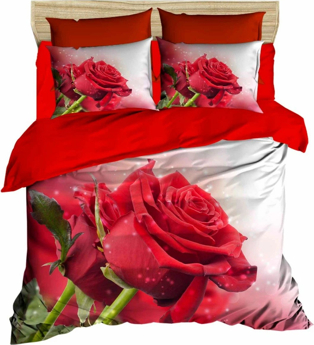 Set mbulesë jorgani për një person, L'essentiel, ngjyrë e bardhë, e kuqe, e gjelbër, 160x220cm