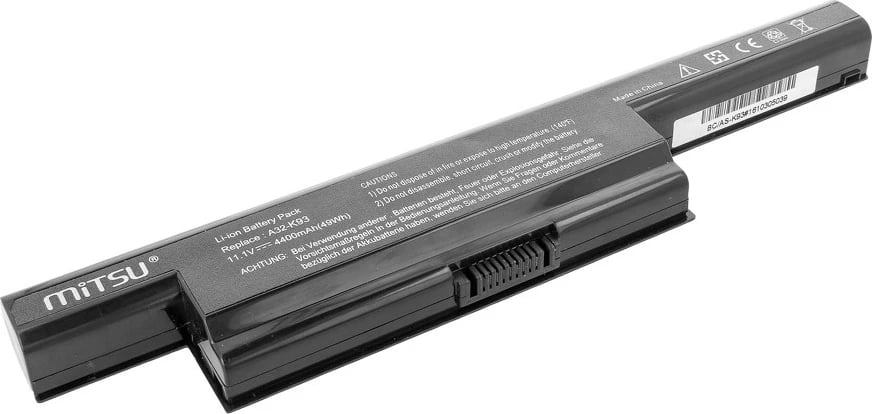 Bateri laptop Mitsu për Asus K93/K95, 4400 mAh, Li-ion, 10.8-11.1V, e zezë