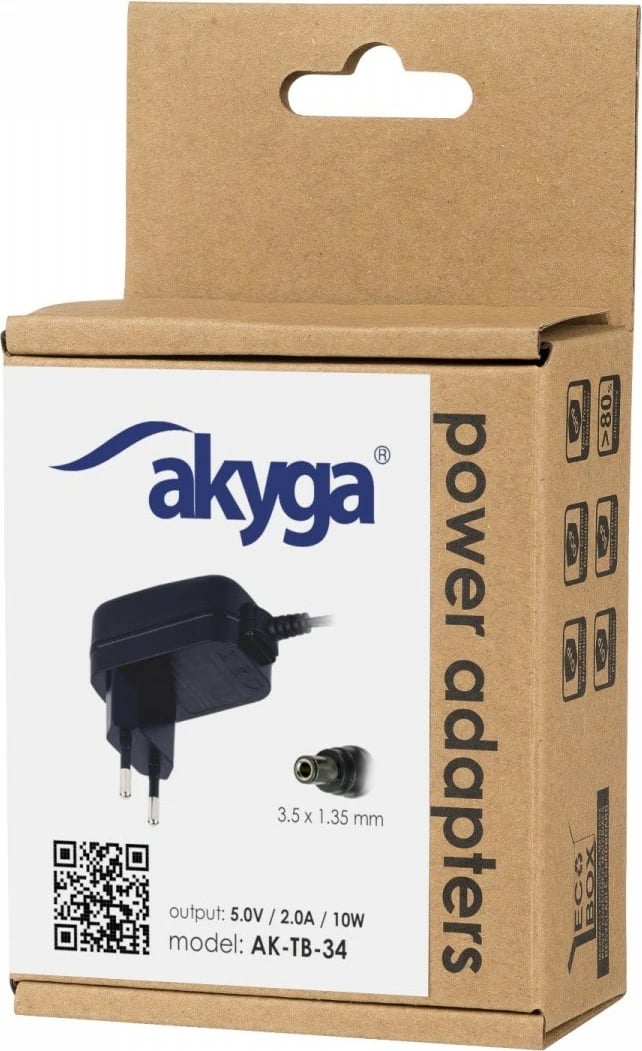 Adapter rryme muri AKYGA AK-TB-34, 5V/2A, 10W, 3.5x1.35mm, i zi