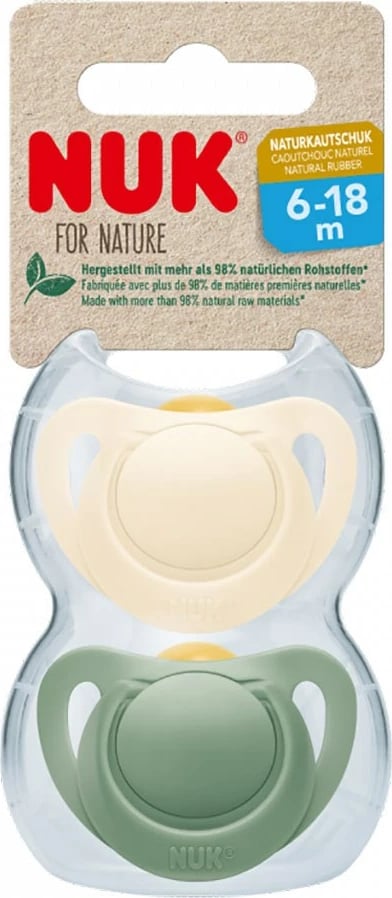 Qetësuese bebe NUK For Nature latex 6-18 muaj, 2 copë, jeshile