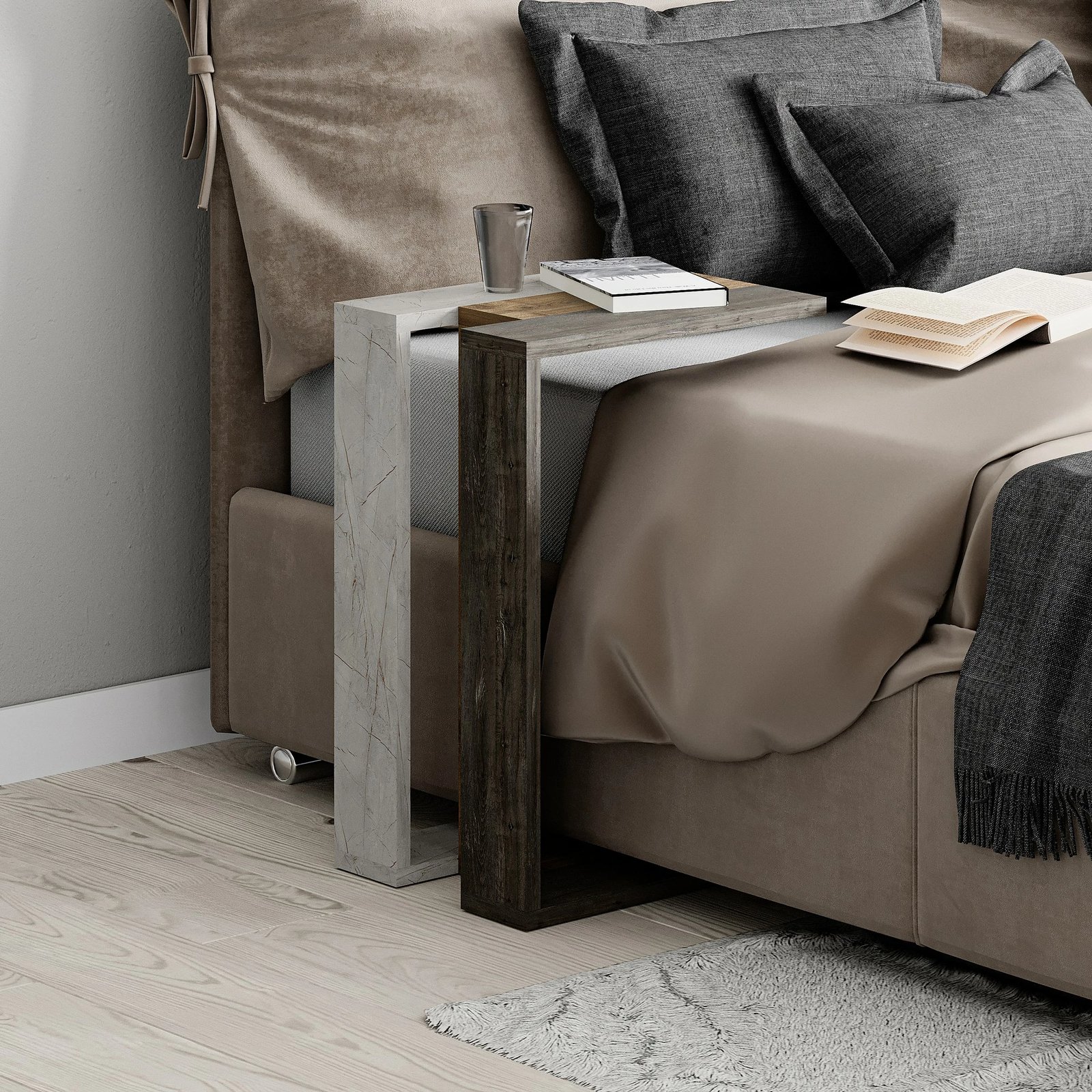 Tavolinë anësore Skye Decor, ngjyrë kafe e errët, Hitit