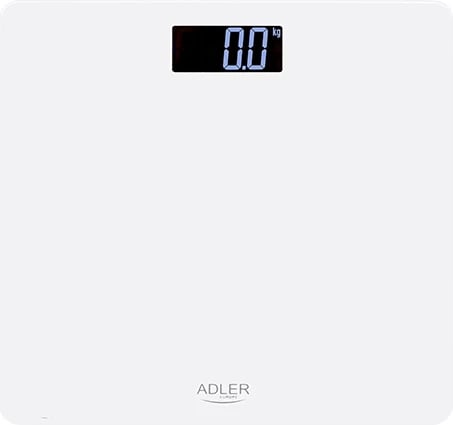 Peshore banjoje, Adler AD 8157, kapacitet 150 kg, saktësi 100 g, platformë xham i kalitur 6 mm 30x30 cm, ekran LCD me ndriçim, e bardhë