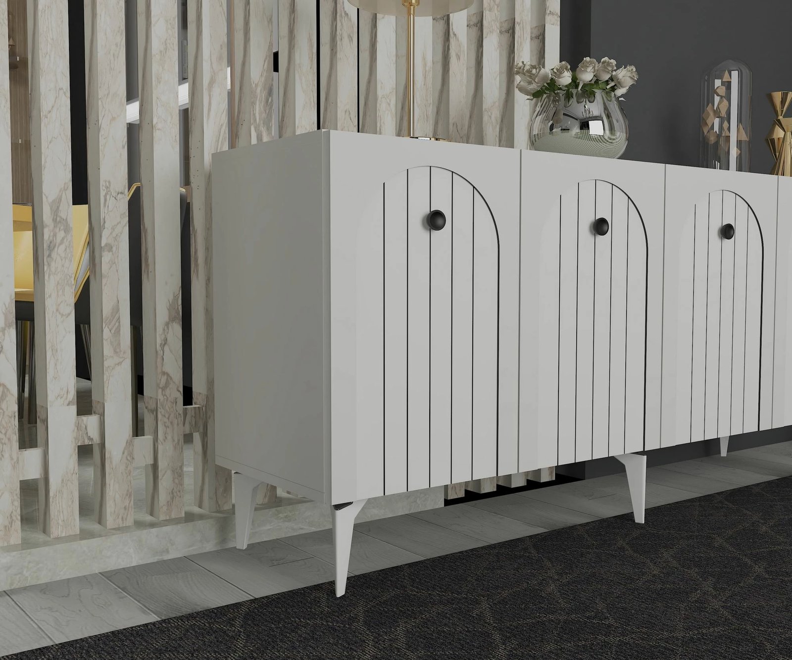 Konsolë Skye Decor, e bardhë, Breda