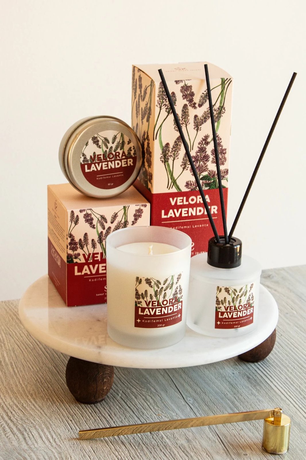 Set qirinjsh (3 copë), Velora Lavender, Evila Originals