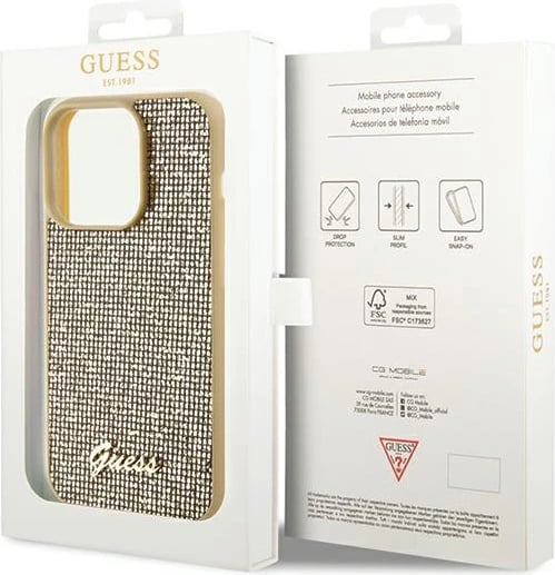 Mbështjellës Guess Disco Metal Script për iPhone 14 Pro, Ari